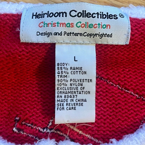 Vtg. CHRISTMAS Sweater/Heirloom Collectables/L/snowmen & scarves/red,blue,green - Picture 4 of 8